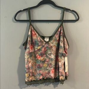 NWT No Boundaries Pink and Brown‎ Sleeveless Crop Camisole XXL